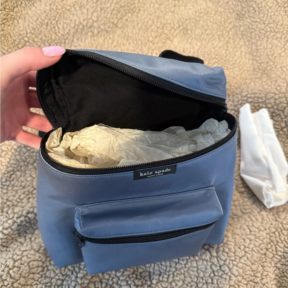 kate spade blue small nylon backpack with front pocket - Picture 3 of 6